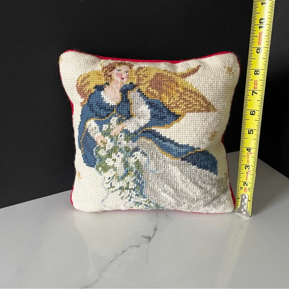 Blue Angel Needlepoint Holiday Pillow